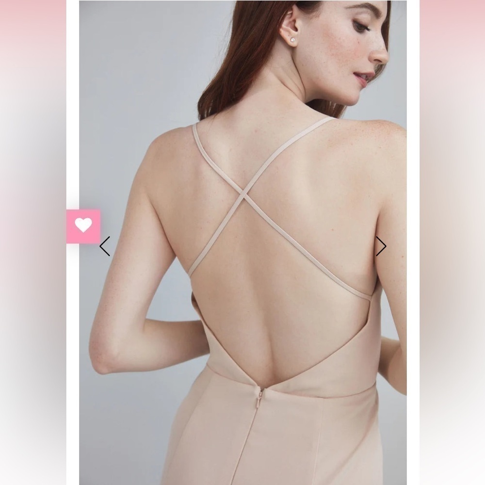 Amsale NWT Scout Crepe Fawn Cream Square Neck Bridesmaid Dress Gown Size 12 - Picture 3 of 12